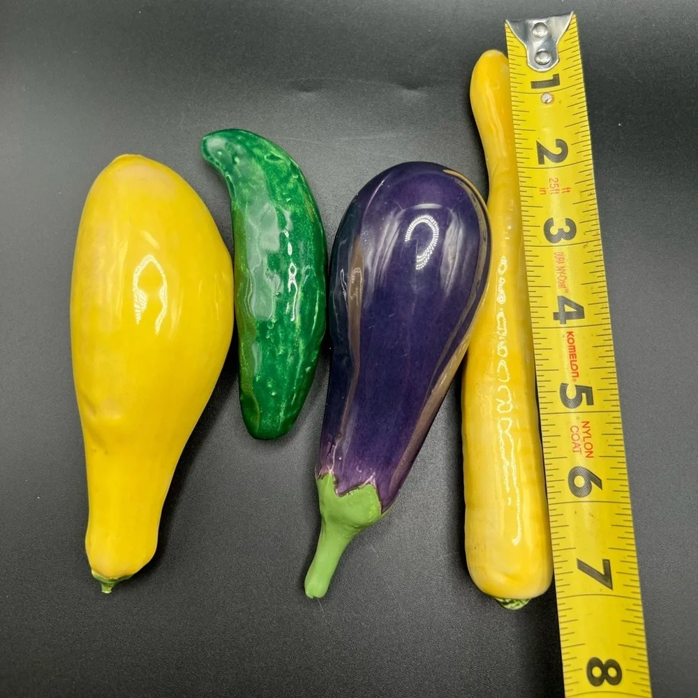Ceramic vegetable display 4 piece bundle Eggplant Cucumber Squash Carrot